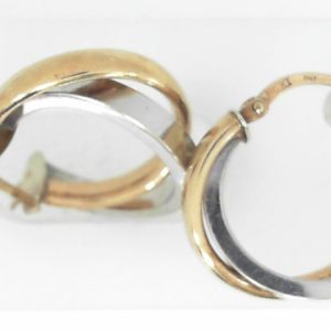 Yellow/White 10 Karat Polished Medium Hoop Estate Earring 
Gram Weight 2.62 gr