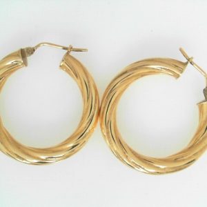 Yellow 14 Karat Polished Twisted Hoop Estate Earring 
Gram Weight 5.2 gr