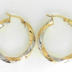 Yellow/White 10 Karat Polished Medium Hoop Estate Earring 
Gram Weight 2.38 gr 
Length 1 mm