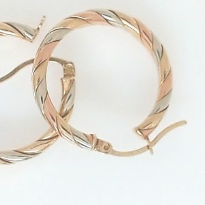 Yellow/White 10 Karat Polished Medium Hoop Estate Earring 
Gram Weight 4.19 gr 
Length 1.5 in