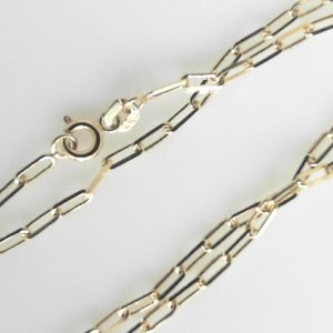 Yellow 14 Karat Polished Paper Clip Chain 
Length 19 in 
Gram Weight 3.92 gr