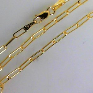 Yellow 14 Karat Polished Paper Clip Chain Width 2 mm 
Length 19 in 
Gram Weight 3.55 gr