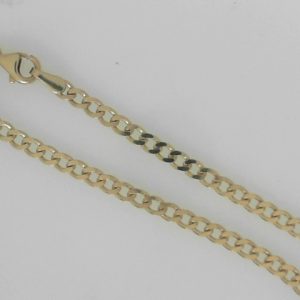 Yellow 14 Karat Polished Curb Chain Width 3 mm 
Length 17.5 in 
Gram Weight 8.58 gr