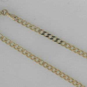 Yellow 14 Karat Polished Curb Chain Width 3 mm 
Length 17.5 in 
Gram Weight 8.62 gr