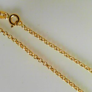 Yellow 14 Karat Polished Rolo Chain Width 1.5 mm 
Length 15 in 
Gram Weight 3.14 gr
