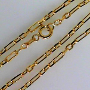 Yellow 14 Karat Polished Paper Clip Chain 
Length 21 in 
Gram Weight 5.09 gr