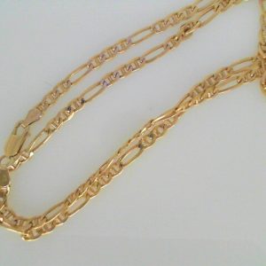 Yellow 14 Karat Polished Figaro Estate Chain Width 3.42 mm 
Length 20 in 
Gram Weight 13.2 gr
Italy