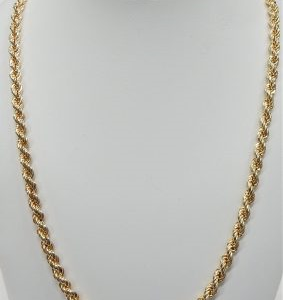Yellow 10 Karat Polished Rope Estate Chain Width 5.5 mm 
Length 24 in 
Gram Weight 26.1 gr