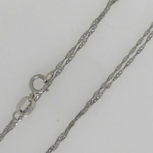 White 10 Karat Polished Rope Estate Chain 
Length 18 in 
Gram Weight 0.64 gr