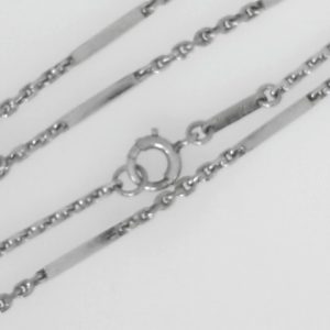 White Platinum Polished Fancy Link Estate Chain 
Length 18 in 
Gram Weight 11.79 gr