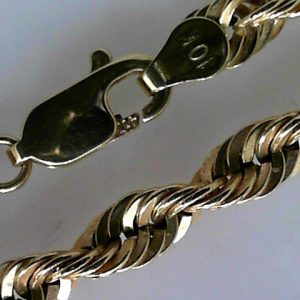 Yellow 10 Karat Polished Rope Estate Chain Width 3 mm 
Length 20 in 
Gram Weight 8.6 gr