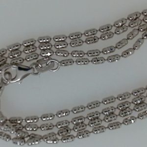 White 18 Karat Polished Fancy Link Estate Chain 
Length 18 in 
Gram Weight 4.9 gr