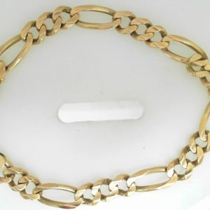 Yellow 10 Karat Polished Figaro Estate Bracelet Width 8 mm 
Length 9 in 
Gram Weight 17.66 gr