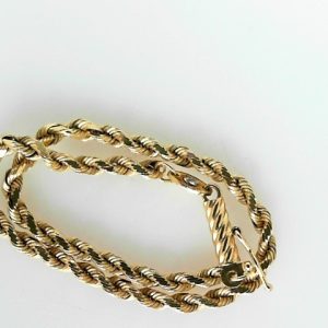 Yellow 14 Karat Polished Rope Estate Bracelet Width 3 mm 
Length 7 in 
Gram Weight 4.26 gr