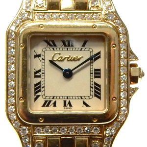 Gents Estate Watch Cartier Dress 
Vendor Style #: 866919 Panthere 8339
22 18 Karat Bracelet 
Dial:White Roman, quartz, Feb. 2026 service.
Box Not Included/Papers Not Included
Condition Excellent
1 Year Warranty