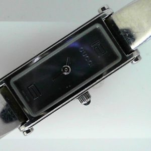 Ladies Estate Watch Gucci Dress 
Vendor Style #: 1500L Rectangular hinged bangle 1345244
12.3 StainlessSteel Bracelet 
Dial:Grey Arabic
Box Not Included/Papers Not Included
Condition Very good
1 Year Warranty