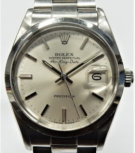 Gents Air-King Date on bracelet 5700 SN 9172210 with paperwork
Gents Estate Watch - Rolex Dress 
Vendor Style #: 5700 9172210 Oyster
 StainlessSteel
Dial:Silver
Box Not Included/Papers Included
Condition 
1 Year Warranty