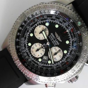 Estate Breitling Chronograph 
Vendor Style #: A42362 B2 auto chrono SN: 2001533 
43.5mm StainlessSteel
Dial: Black plots 
Box Not Included/Papers Not Included
Condition Good
1 Year Warranty
Comes with OEM steel bracelet (missing a few links).
