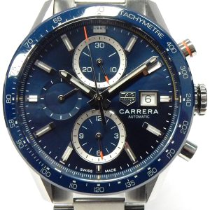 Estate Tag Heuer Chronograph Year: 2022
Vendor Style #: CBM2112-0 Carrera SN: WMV3696 
41.5mm StainlessSteel
Dial: Blue hash 
Box Included/Papers Included
Condition Very good
1 Year Warranty