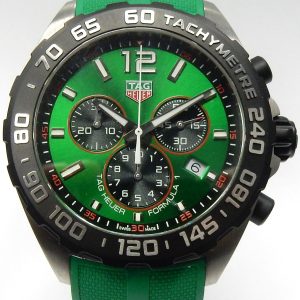 Estate Tag Heuer Chronograph Year: 2024
Vendor Style #: CAZ101AP Formual 1 quartz SN: BWK5316 
43mm StainlessSteel
Dial: Green/black hask 
Box Included/Papers Included
Condition Excellent
1 Year Warranty