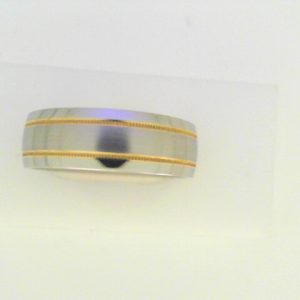 Yellow/White Cobalt Satin Band Ring 14k accent
Size: 10