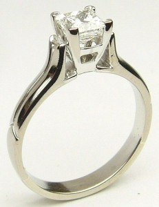Estate Diamond Engagement Ring 
14 Karat White Estate Engagement Ring 
Finger Size 6 Gram Weight 3.7 
1 Center Diamond 0.70ct Shape: Princess; Clarity: VS2; Colour: G 0.7