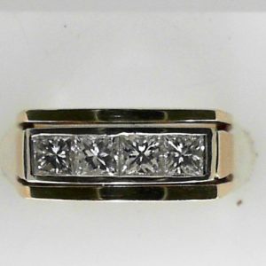 Diamond Ring- Men's 
14 Karat Yellow Men's Diamond Ring 
Finger Size 6 
 Center Diamond Shape: Princess