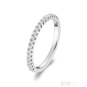 Lady's White 14 Karat Half Anniversary Wedding/Anniversary Ring Size 6.5 19=0.25cttw Round Diamonds