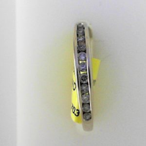 Estate Diamond Anniversary Ring 
14 Karat Yellow Estate Anniversary Ring Width 2.2mm 
Finger Size 5.25 Gram Weight 1.5 
11 Center Diamonds Shape: Round; Clarity: I2; Colour: H/I 0.15