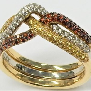 Estate Diamond Dinner Ring - Women's 
18 Karat Yellow Estate Dinner Ring 
Finger Size 8 Gram Weight 8.8 
 Center Diamond Shape: Round 1