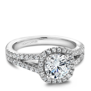 Diamond Semi-Mount Ring 
14 Karat White Ring 
Finger Size 6.5 
56 Center Diamonds Shape: Round; Clarity: SI1; Colour: G/H 0.42