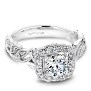 Diamond Semi-Mount Ring 
14 Karat Rose/White Ring 
Finger Size 6.5 
24 Center Diamonds Shape: Round; Clarity: SI1; Colour: G/H With 1 Round Cubic Zirconium 0.75 ctw 1.05