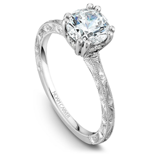 Diamond Semi-Mount Ring 
14 Karat White Ring 
Finger Size 6.5 
1 Center Cubic Zirconium 1.00ct Shape: Round With 8 Round Diamonds 0.06 ctw 1.06