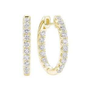 Diamond Earrings 
14 Karat Yellow Diamond Earrings 
Gram Weight 3.4 
32 Center Diamonds Shape: Round 0.91