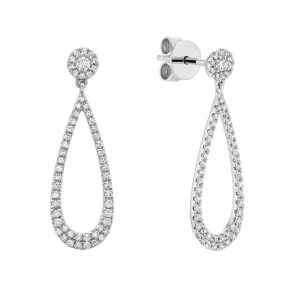 Diamond Earrings 
14 Karat White Diamond Earrings 
 
110 Center Diamonds Shape: Round Clarity: I1 Colour: G/H 0.32
