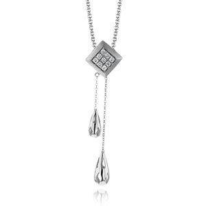 Diamond Pendant/Necklace 
18 Karat White Diamond Pendant 
 Chain Style: Cable Link 18 Karat White 
 Center Diamond Shape: Round; Clarity: VS1; Colour: F/G 0.15