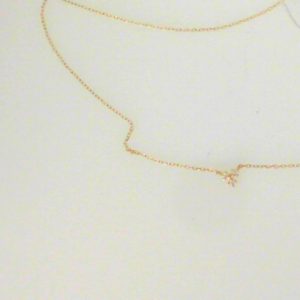 Diamond Pendant/Necklace 
14 Karat Yellow Diamond Pendant 
Gram Weight 0.71 Chain Style: Cable Link 14 Karat Yellow Length: 16in 
3 Center Diamonds Shape: Round