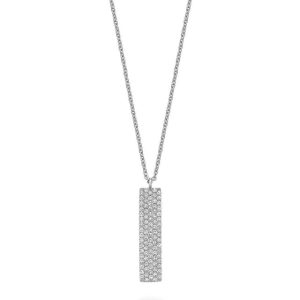 Diamond Pendant/Necklace 
14 Karat White Diamond Pendant 
Gram Weight 2.28 Chain Style: Cable Link 14 Karat White Length: 18in 
87 Center Diamonds Shape: Round 0.23