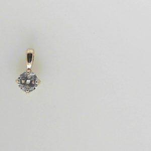 Diamond Pendant/Necklace 
14 Karat Yellow Diamond Pendant 
 Chain Style: No Chain 
1 Center Diamond 0.34ct Shape: Round; Clarity: I1; Colour: I 0.34