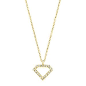 Diamond Pendant/Necklace 
14 Karat Yellow Diamond Pendant 
 Chain Style: Byzantine 14 Karat Yellow Length: 18in 
19 Center Diamonds Shape: Round 0.05