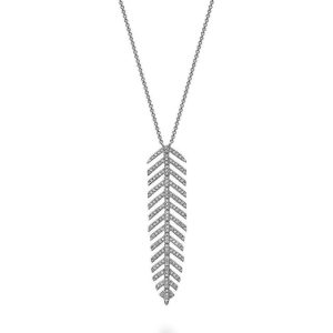 Diamond Pendant/Necklace 
14 Karat White Diamond Pendant 
Gram Weight 2.33 Chain Style: Cable Link 14 Karat White Length: 18in 
153 Center Diamonds Shape: Round; Clarity: I1; Colour: G/H 0.36
