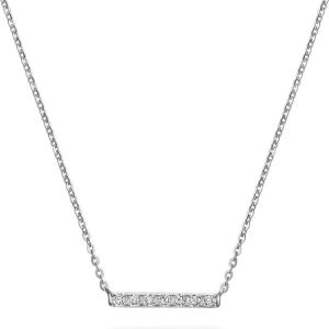 Diamond Pendant/Necklace 
10 Karat White Diamond Pendant 
 Chain Style: Cable Link 10 Karat White Length: 17in 
7 Center Diamonds Shape: Round 0.1
