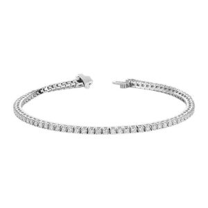 Diamond Bracelets 
14 Karat White Diamond Bracelet Length: 7in 
Gram Weight 9.5 
71 Center Diamonds Shape: Round 3
