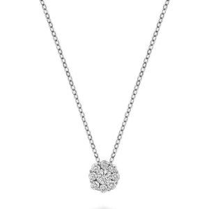 Diamonds Pendant 
14 Karat White Diamonds Pendant 
 Chain Style: Cable Link 14 Karat White Length: 18in 
9 Center Diamonds Shape: Round