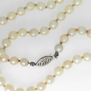 Pearls Estate Pendant 
10 Karat White Pearls Pendant 
 Chain Style: Bead 10 Karat White Length: 16in 
63 Center Pearls Shape: Round