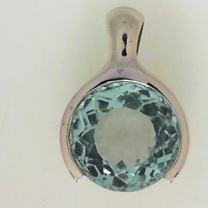 Aqua Estate Pendant 
14 Karat White Blue Aqua Pendant 
Gram Weight 13.4 Chain Style: No Chain 
1 Center Aqua 16.00ct Shape: Round; Colour: Blue