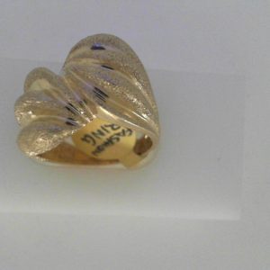 Yellow 14 Karat Florentine Wide Band Estate Ring Width 2.9 mm 
Size: 7 
Gram Weight 6.77 gr