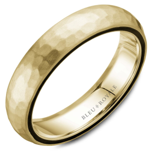 Yellow/Grey 14 Karat Hammered Band Ring Width 5 mm 
Size: 10
