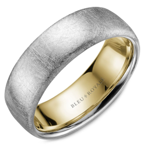 Yellow/White 14 Karat Sandpaper Dome Ring Width 7.5 mm 
Size: 10