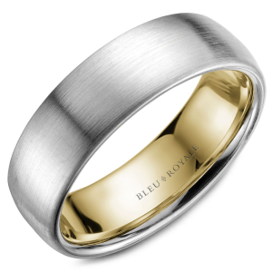 Yellow/White Plaladium/14K Satin Dome Ring Width 6.5 mm 
Size: 10